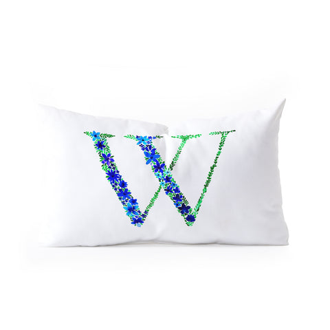 Amy Sia Floral Monogram Letter W Oblong Throw Pillow