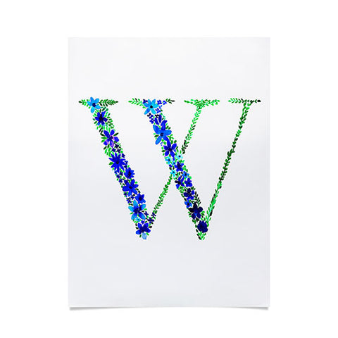 Amy Sia Floral Monogram Letter W Poster