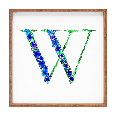 Amy Sia Floral Monogram Letter W Square Tray