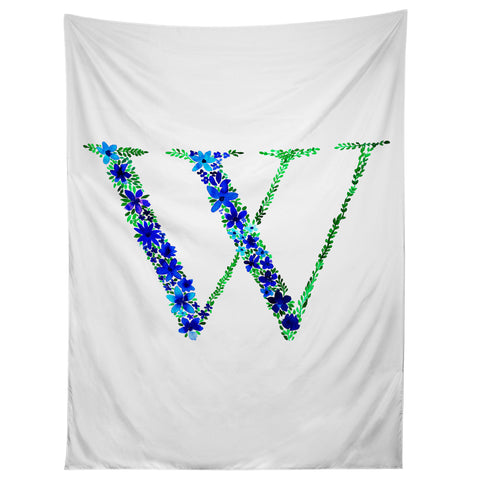 Amy Sia Floral Monogram Letter W Tapestry