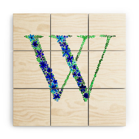 Amy Sia Floral Monogram Letter W Wood Wall Mural