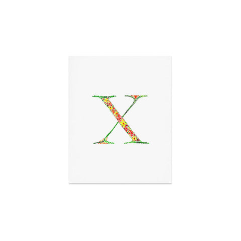 Amy Sia Floral Monogram Letter X Art Print