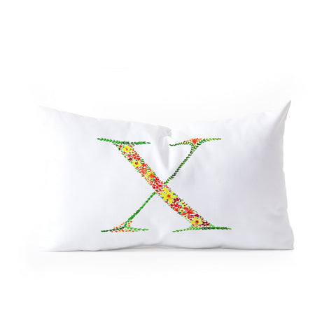 Amy Sia Floral Monogram Letter X Oblong Throw Pillow