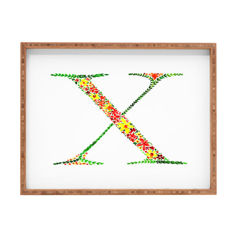 Amy Sia Floral Monogram Letter X Rectangular Tray