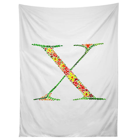 Amy Sia Floral Monogram Letter X Tapestry