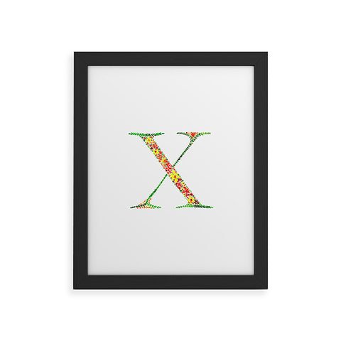 Amy Sia Floral Monogram Letter X Framed Art Print