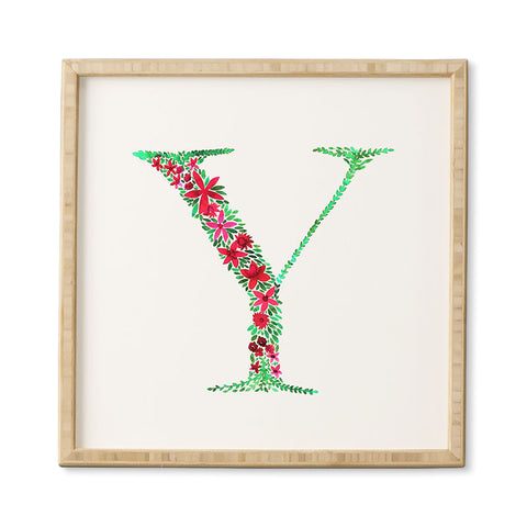 Amy Sia Floral Monogram Letter Y Framed Wall Art