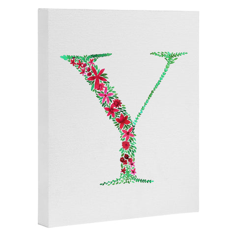 Amy Sia Floral Monogram Letter Y Art Canvas
