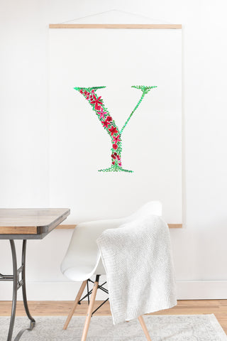 Amy Sia Floral Monogram Letter Y Art Print And Hanger