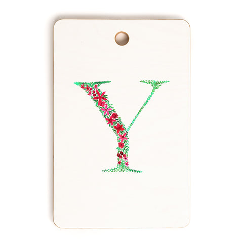 Amy Sia Floral Monogram Letter Y Cutting Board Rectangle