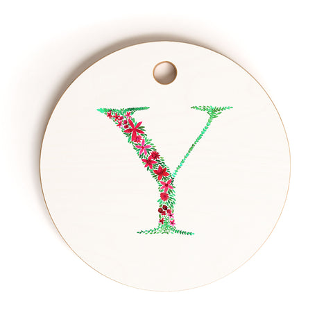 Amy Sia Floral Monogram Letter Y Cutting Board Round