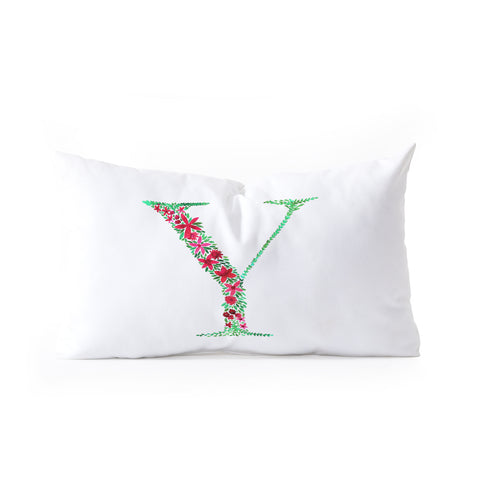 Amy Sia Floral Monogram Letter Y Oblong Throw Pillow