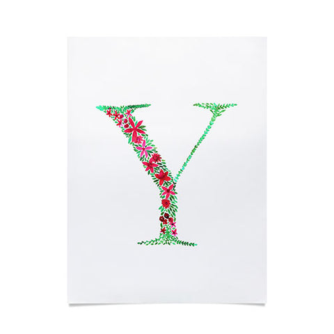 Amy Sia Floral Monogram Letter Y Poster