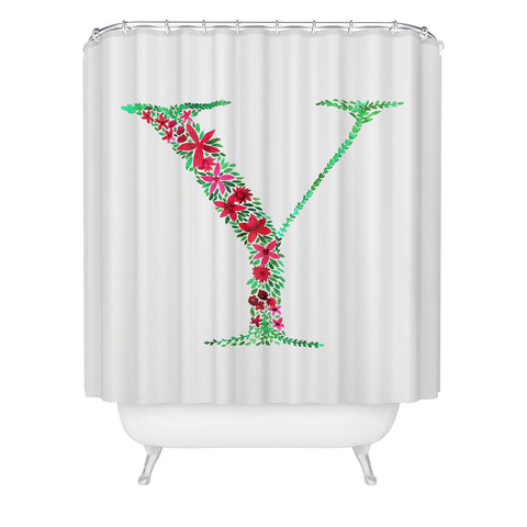 Amy Sia Floral Monogram Letter Y Shower Curtain