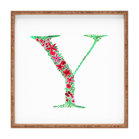 Amy Sia Floral Monogram Letter Y Square Tray