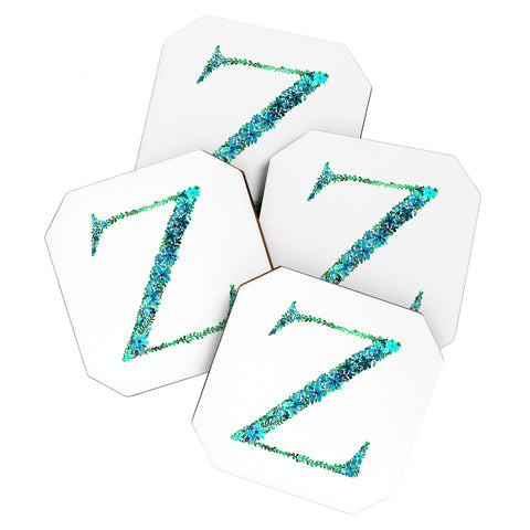 Amy Sia Floral Monogram Letter Z Coaster Set