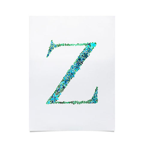 Amy Sia Floral Monogram Letter Z Poster