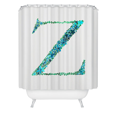 Amy Sia Floral Monogram Letter Z Shower Curtain