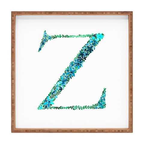 Amy Sia Floral Monogram Letter Z Square Tray