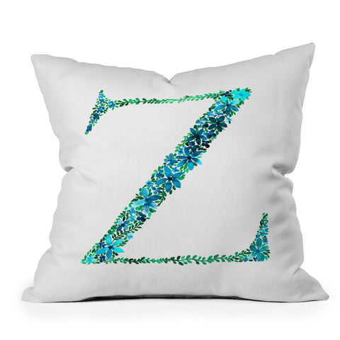 Amy Sia Floral Monogram Letter Z Throw Pillow