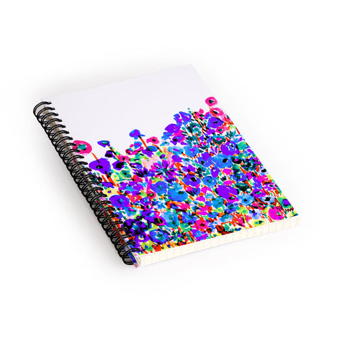 Amy Sia Flower Fields Blue Spiral Notebook