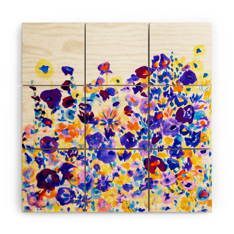 Amy Sia Flower Fields Cornflower Wood Wall Mural