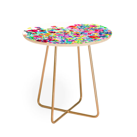 Amy Sia Flower Fields Pink Round Side Table