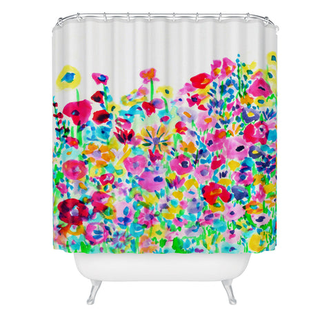 Amy Sia Flower Fields Pink Shower Curtain