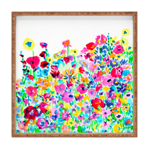 Amy Sia Flower Fields Pink Square Tray