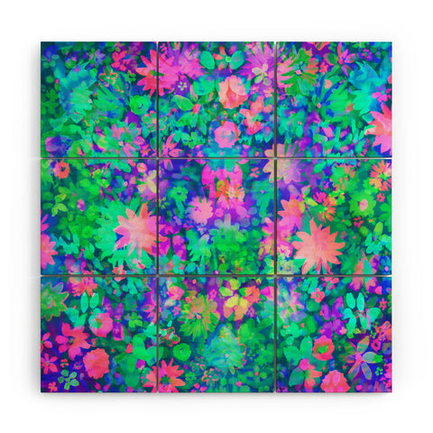 Amy Sia Fluro Floral Wood Wall Mural