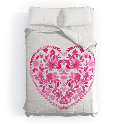 Amy Sia Folk Love Heart Pink Comforter