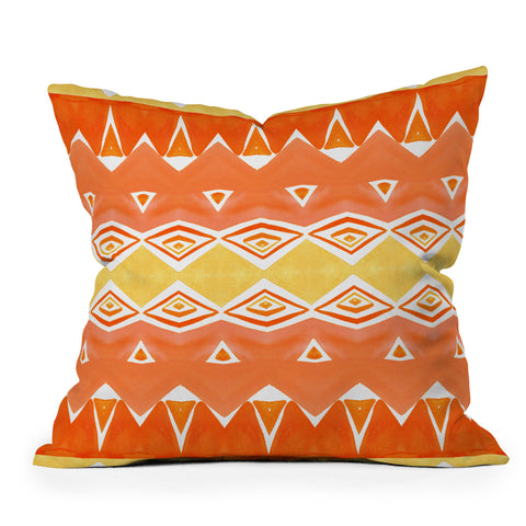Amy Sia Geo Triangle 2 Orange Throw Pillow