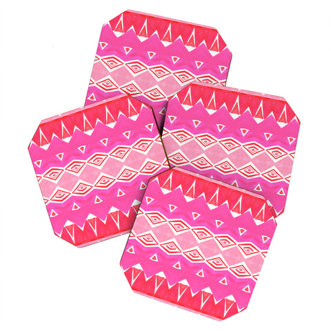 Amy Sia Geo Triangle 2 Pink Coaster Set