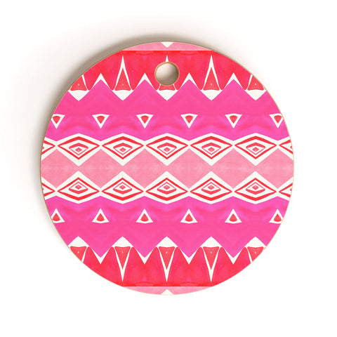 Amy Sia Geo Triangle 2 Pink Cutting Board Round