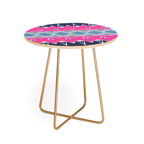 Amy Sia Geo Triangle 2 Pink Navy Round Side Table