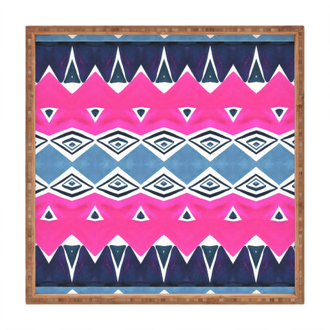 Amy Sia Geo Triangle 2 Pink Navy Square Tray