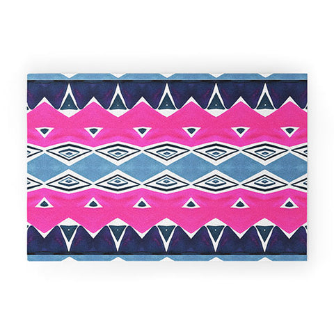 Amy Sia Geo Triangle 2 Pink Navy Welcome Mat