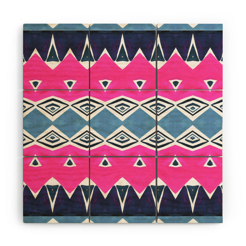 Amy Sia Geo Triangle 2 Pink Navy Wood Wall Mural