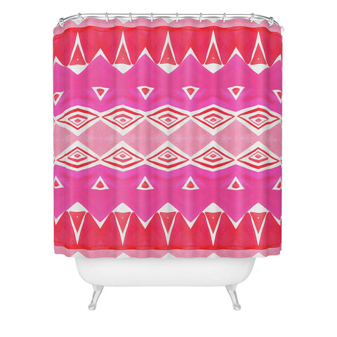 Amy Sia Geo Triangle 2 Pink Shower Curtain