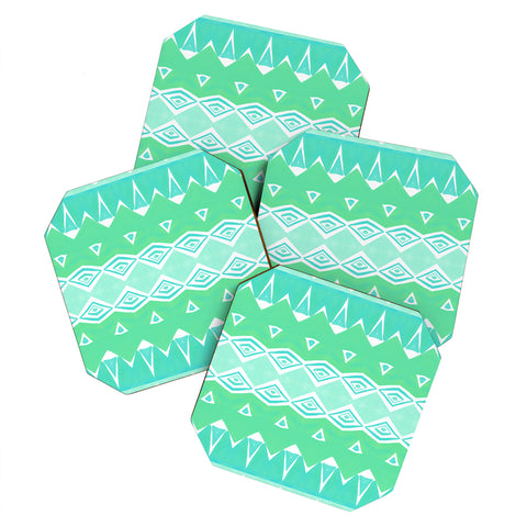Amy Sia Geo Triangle 2 Sea Green Coaster Set