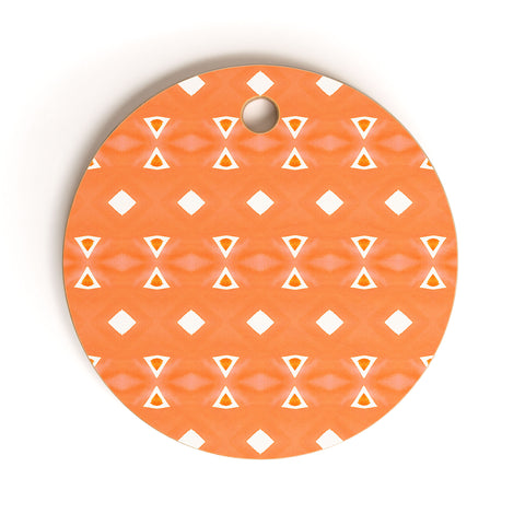 Amy Sia Geo Triangle 3 Orange Cutting Board Round