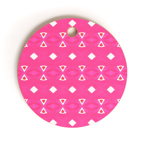 Amy Sia Geo Triangle 3 Pink Cutting Board Round