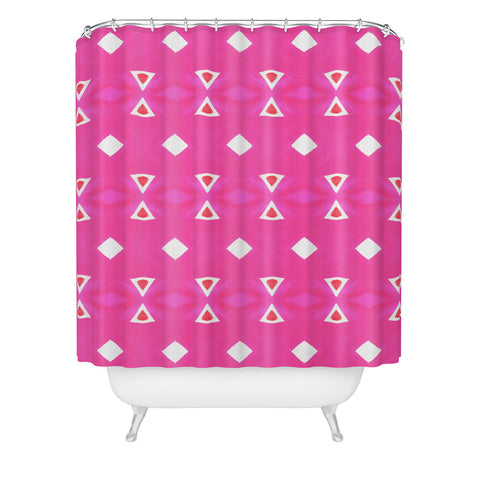 Amy Sia Geo Triangle 3 Pink Shower Curtain
