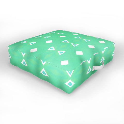 Amy Sia Geo Triangle 3 Sea Green Outdoor Floor Cushion