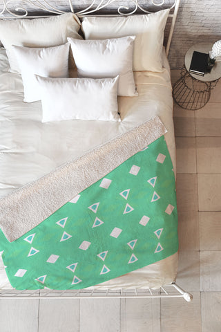 Amy Sia Geo Triangle 3 Sea Green Fleece Throw Blanket