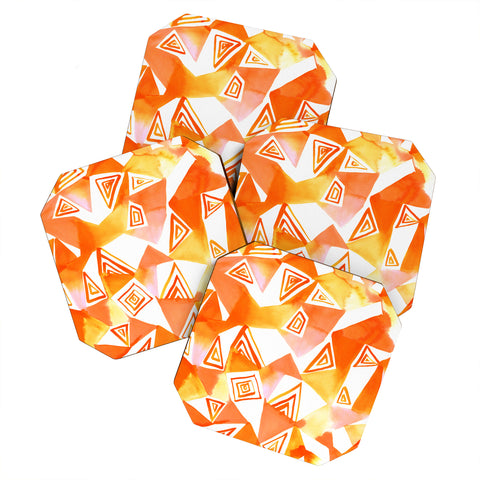 Amy Sia Geo Triangle Orange Coaster Set