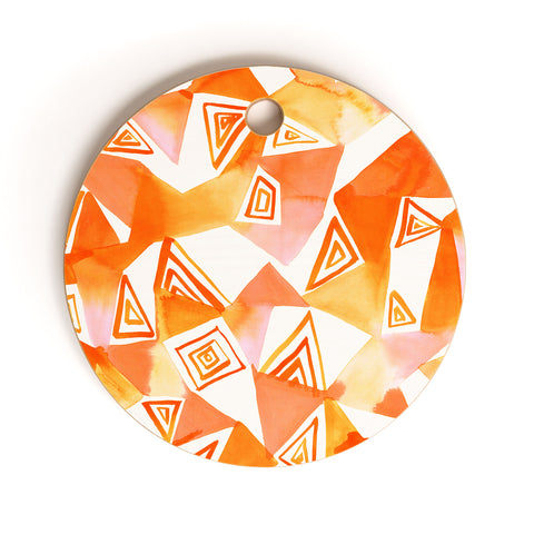 Amy Sia Geo Triangle Orange Cutting Board Round