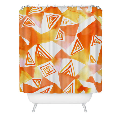 Amy Sia Geo Triangle Orange Shower Curtain