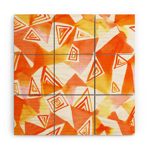 Amy Sia Geo Triangle Orange Wood Wall Mural