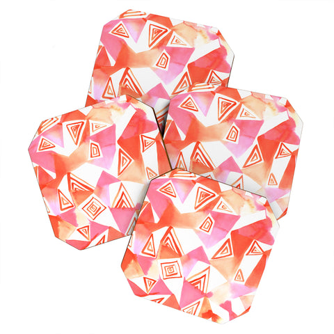 Amy Sia Geo Triangle Peach Coaster Set